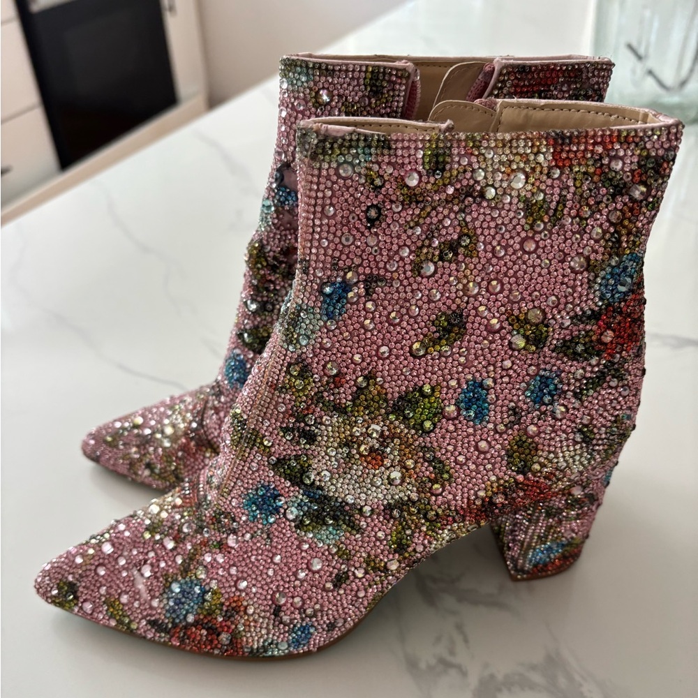 Embellished Pink Ankle Boots size 7